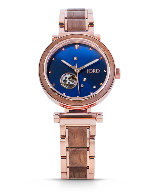 Walnut & Midnight Blue Jord Wooden Watch