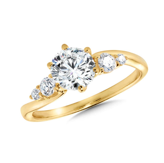 Round Center Bypass Eng Ring with Accent Round Diamonds