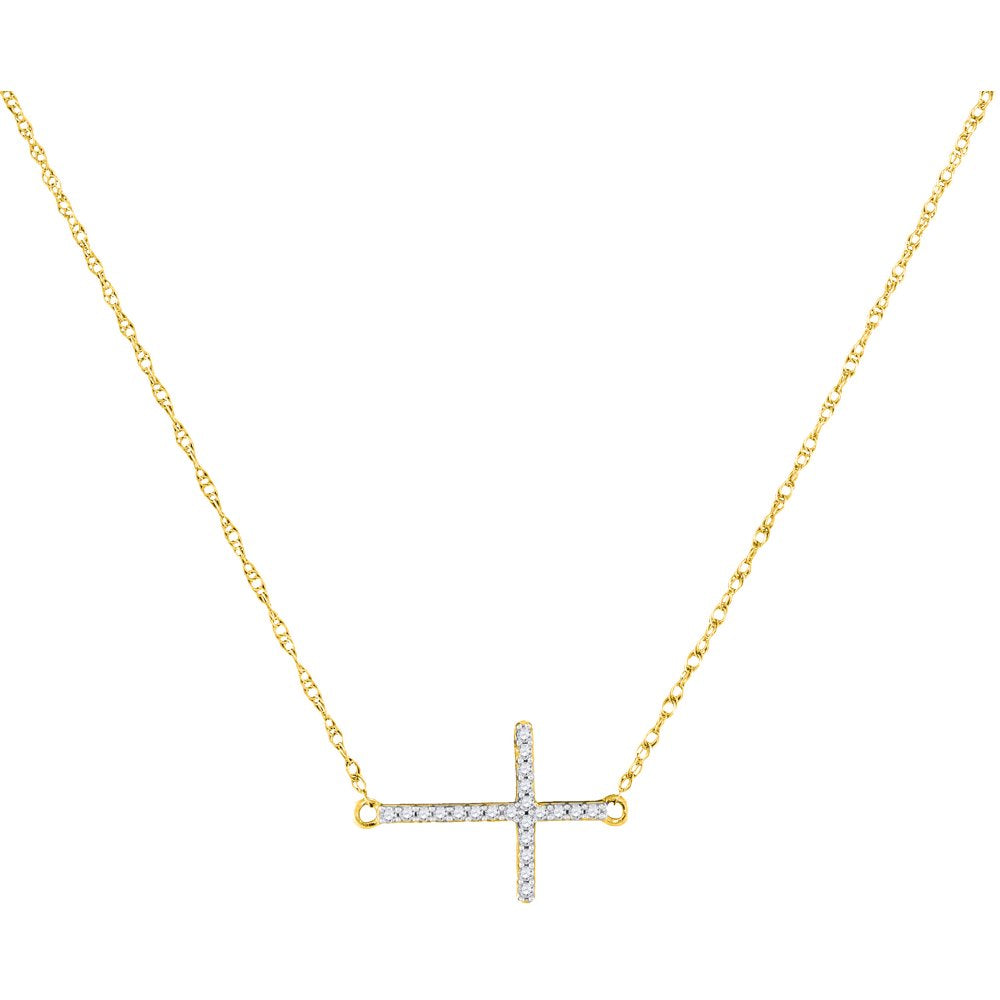 Diamond East to West Cross Necklace