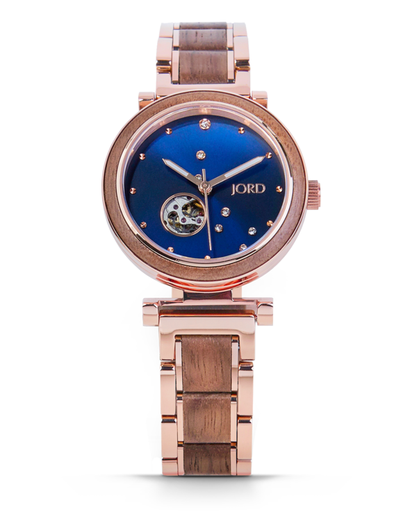 Walnut & Midnight Blue Jord Wooden Watch