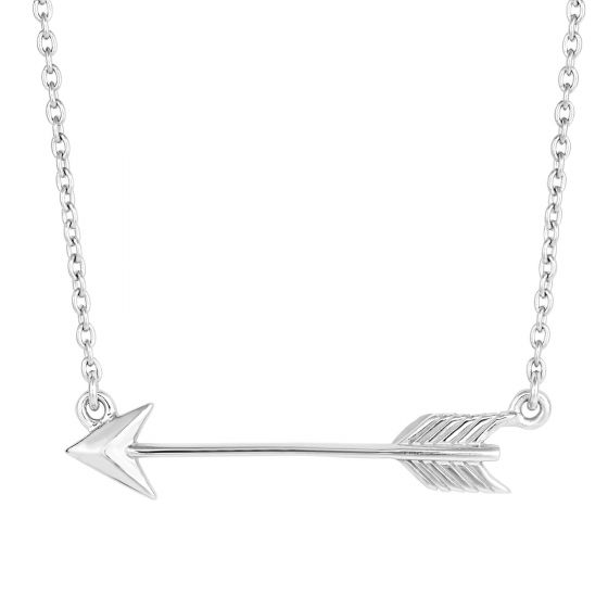 Silver Sideways Arrow Necklace