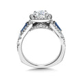 Load image into Gallery viewer, DIAMOND AND SAPPHIRE CUSHION-SHAPED HALO ENGAGEMENT RING
