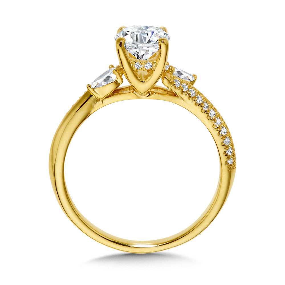 PEAR-ACCENTED OVAL-CUT DIAMOND BYPASS & HIDDEN HALO ENGAGEMENT RING