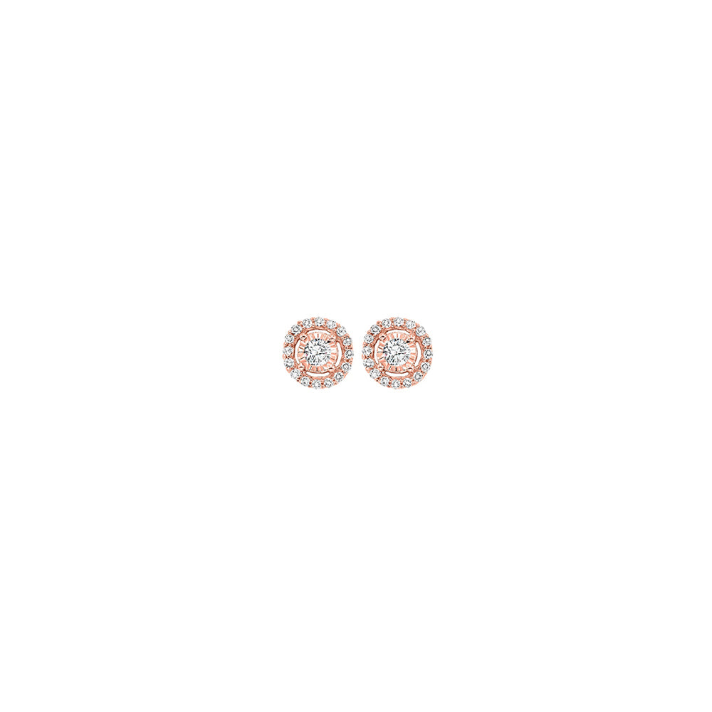 Pink Gold & Diamond Tru Reflection Fashion Earrings