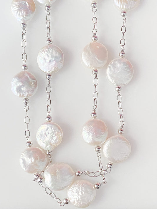 Freshwater Cultured White Coin Pearls