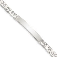 Sterling Silver 8" Anchor ID Bracelet