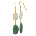 Load image into Gallery viewer, Sterling Silver Gold-plated Polished Green Agate and Prehnite Dangle Earrings
