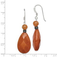 Load image into Gallery viewer, Sterling Silver Polished and Antiqued Carnelian Teardrop Dangle Earrings
