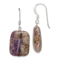 Load image into Gallery viewer, Sterling Silver Polished Amethyst Rectangle Dangle Earrings
