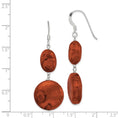 Load image into Gallery viewer, Sterling Silver Polished Round and Oval Recon. Red Coral Dangle Earrings

