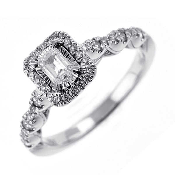 Silver (SLV 995) White Gold & Cubic Zirconia Conventional Engagement Ring
