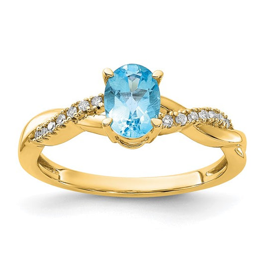 Aquamarine Oval Diamond Ring