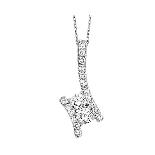 Silver (SLV 995) Diamond TWO Stone Jewelery Neckwear Pendant  - 1/4 ctw