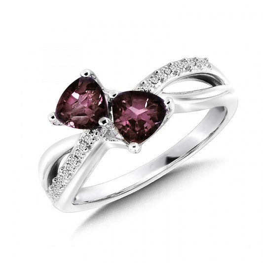 Sterling Silver Lab Created Alexandrite & Diamond Ring