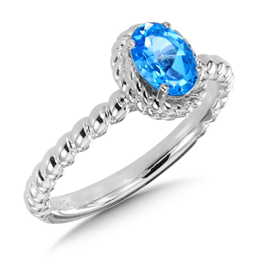 SS Blue Topaz Stackable Ring