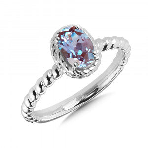 SS Lab Created Alexandrite Stackable Ring
