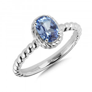 SS Lab Created Blue Sapphire Ring