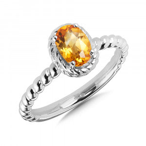 SS Citrine Stackable Ring