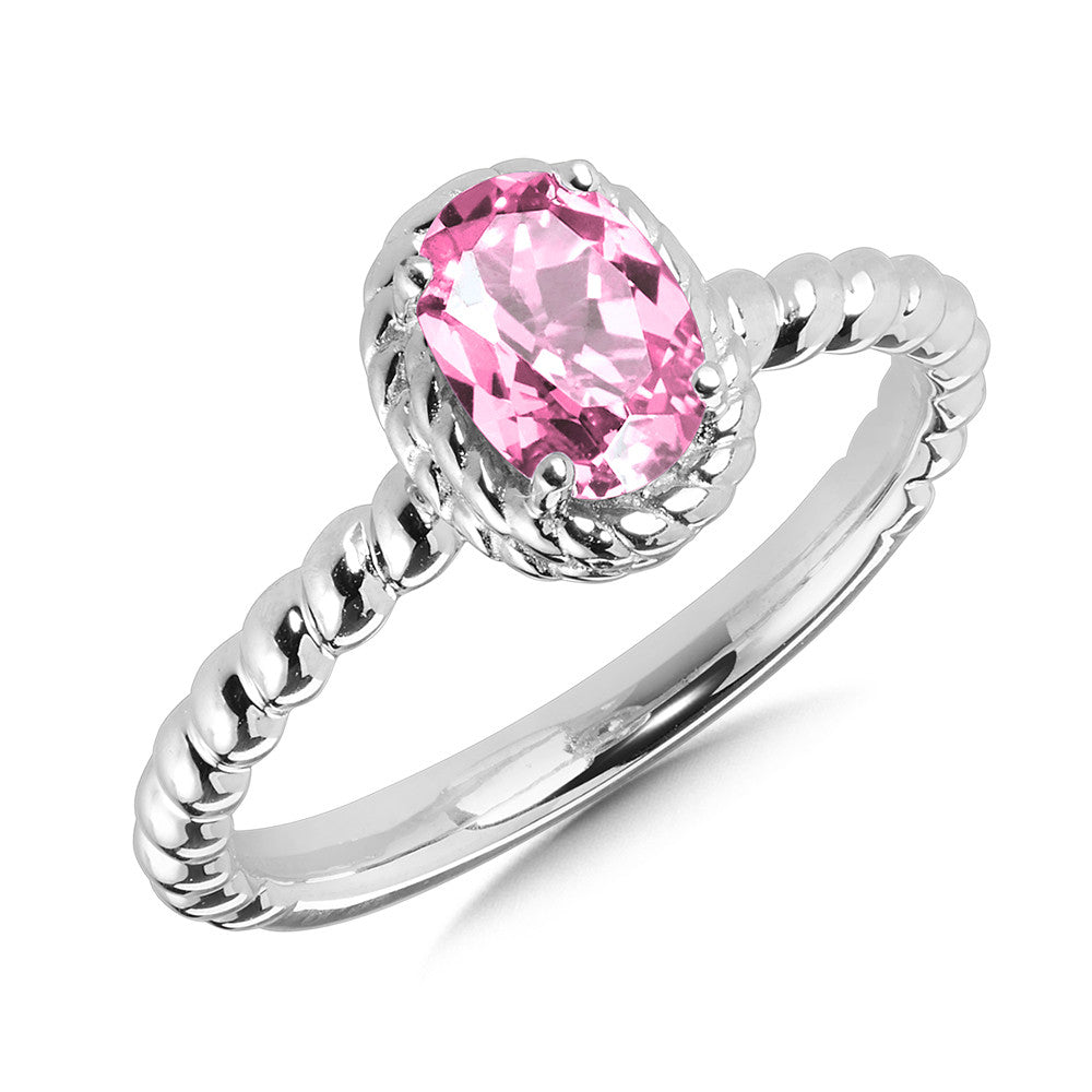 SS Lab Created Pink Sapphire Ring