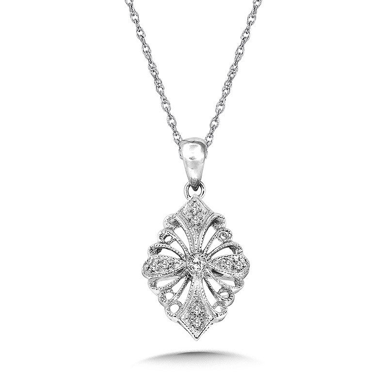 Sterling Silver Diamond Filigree Pendant