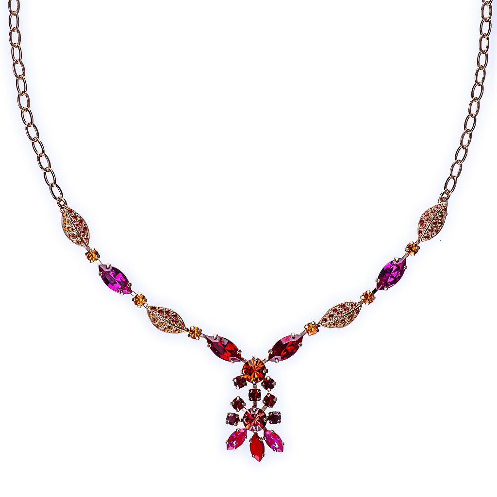 Marquise Leaf Necklace In Hibiscus