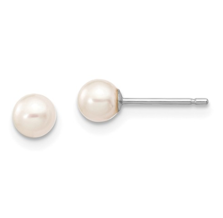 Plated 4-5mm Freshwater Cultured Pearl Stud Earrings